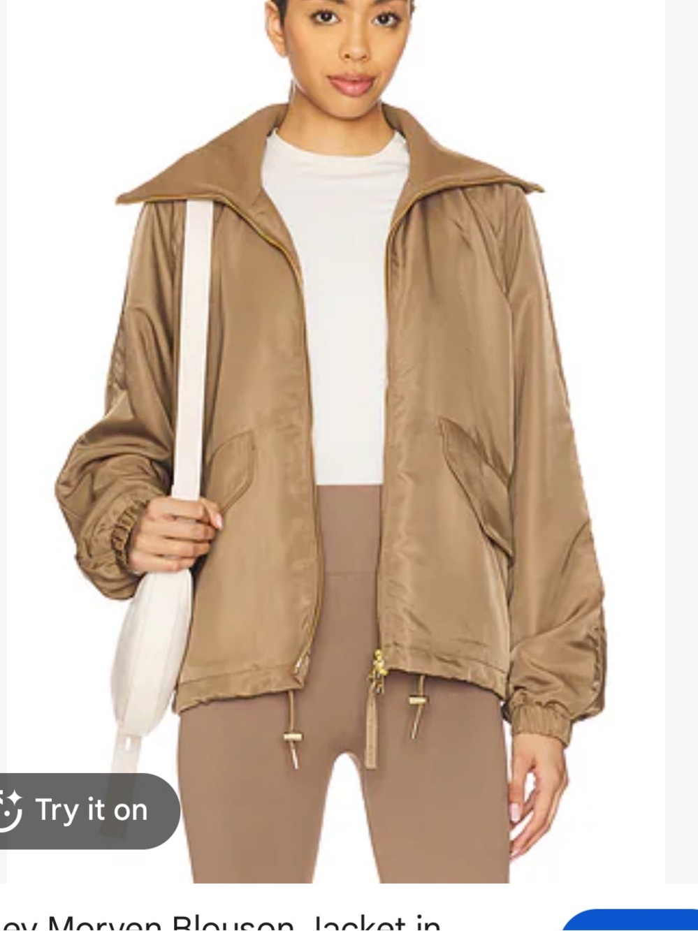 Varley Morven Blouson Bomber Jacket in Taupe Stone